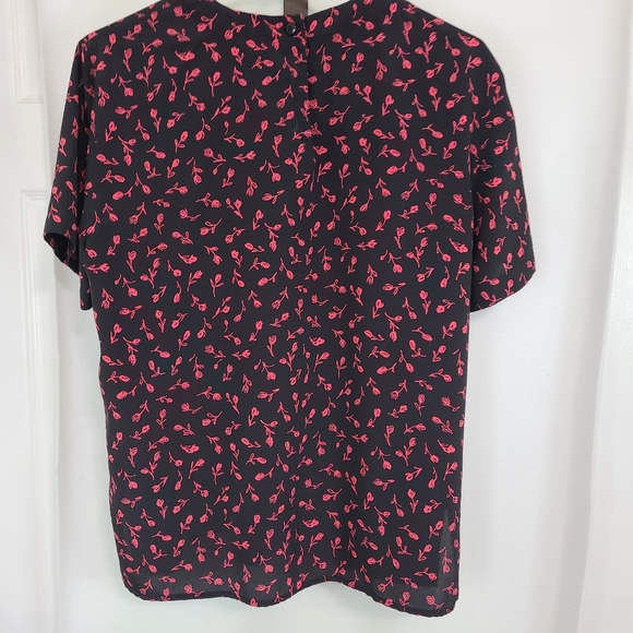 Black Roses Woman's Short Sleeve Blouse, Size: Medium Color: Black - Picture 8 of 11